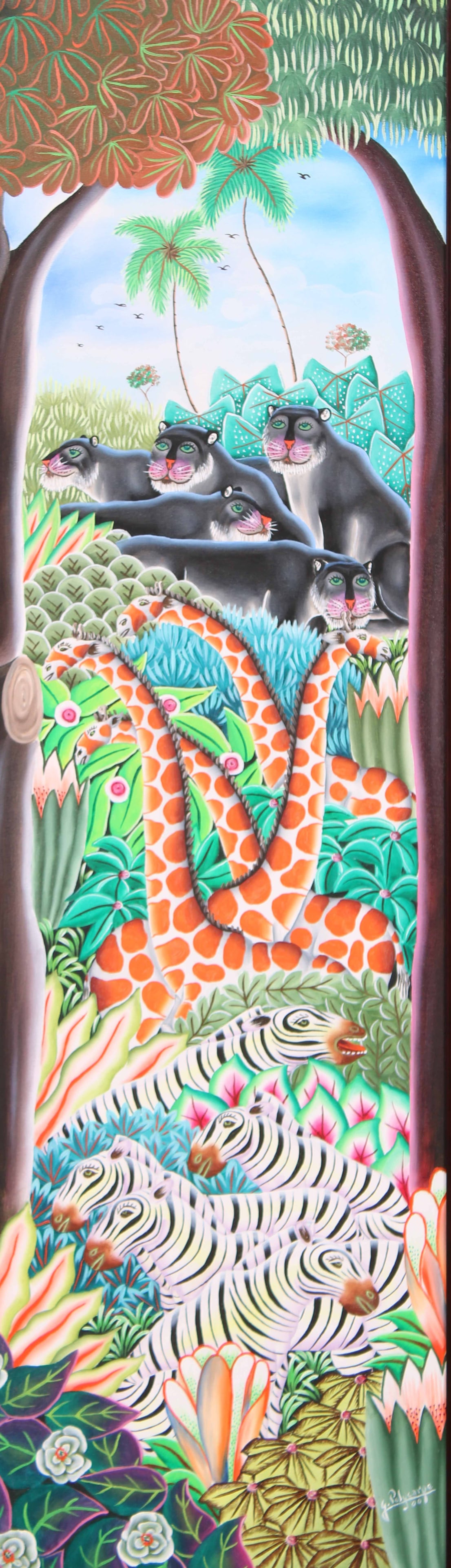 Jerome Polycarpe, Haitian, Animal Kingdom Painting (1 of 10)