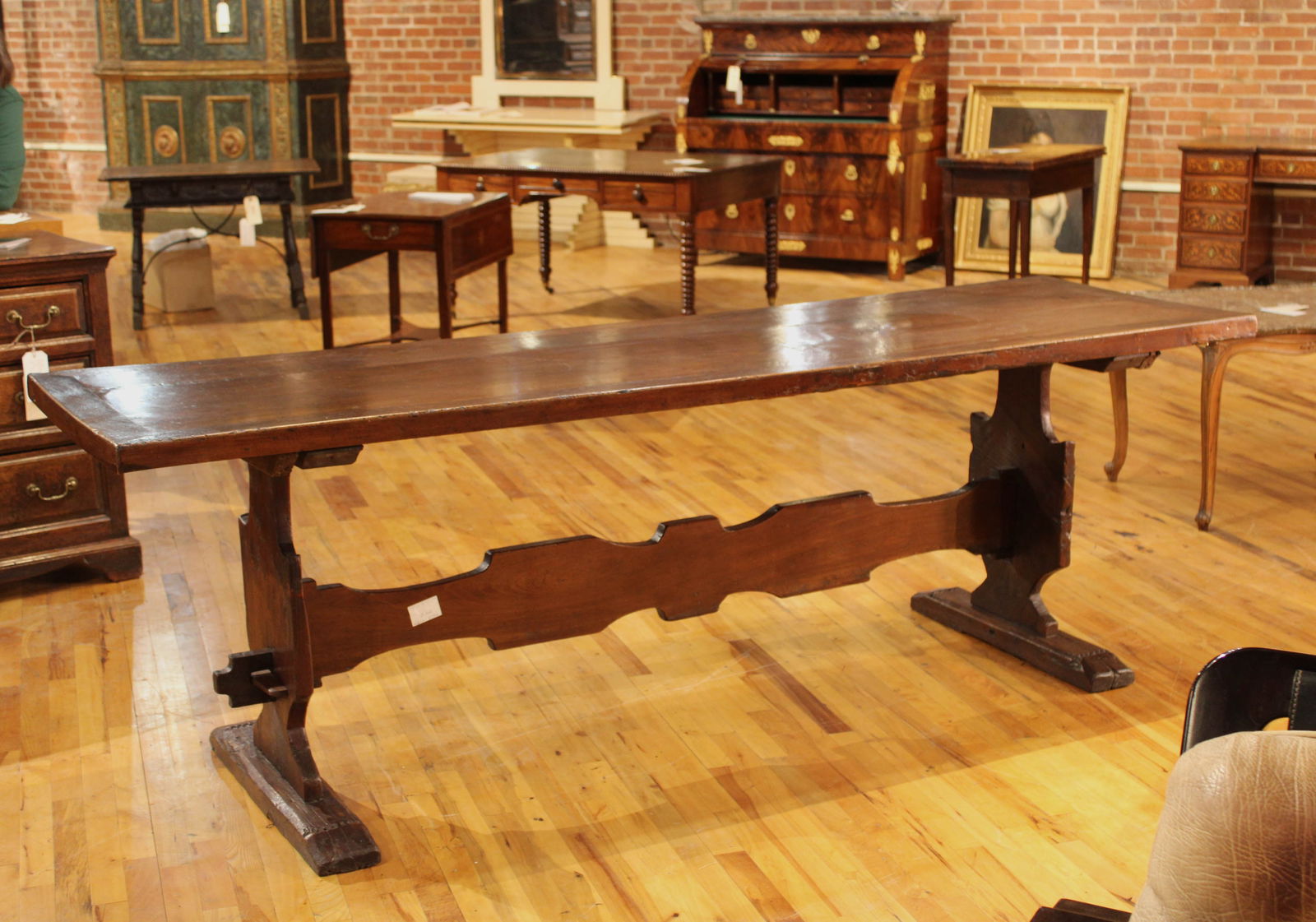 Antique Italian Walnut Trestle Table (1 of 5)
