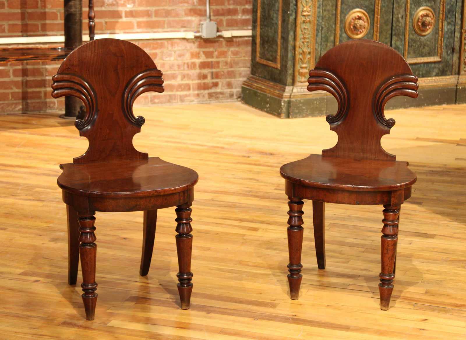 Antique English Mahogany Hall Chairs (1 of 4)