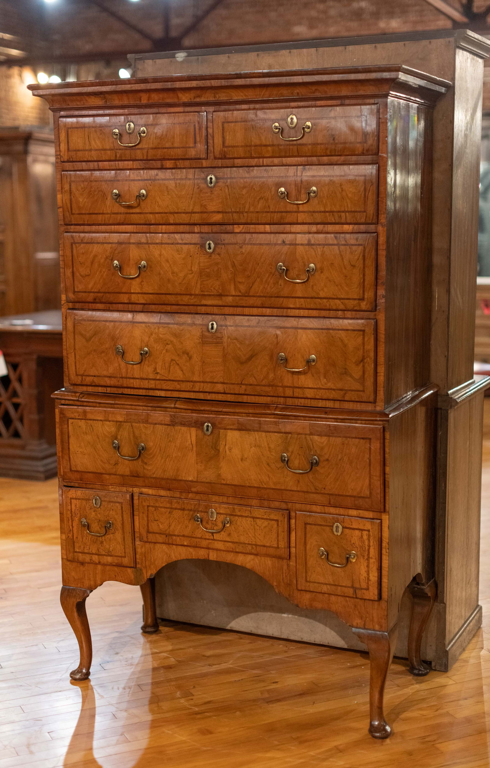 English Queen Anne Walnut Veneer Chest On Stand (1 of 5)