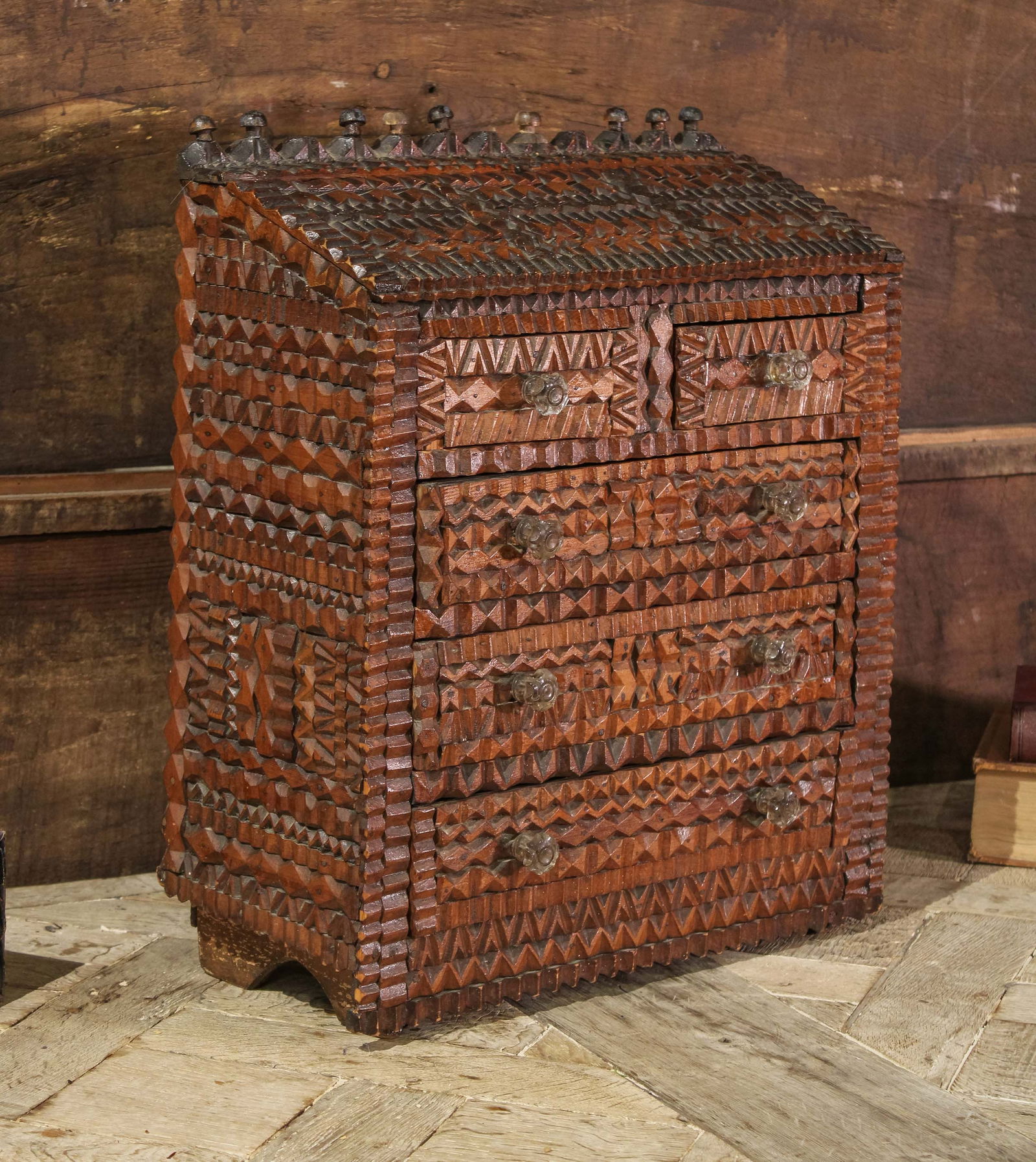 Antique Tramp Art Stationery Box (1 of 5)