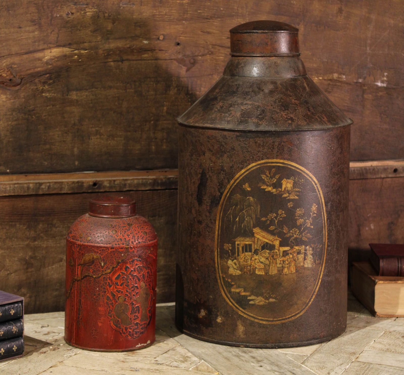 2 Antique Import Tea Bins, Caddies (1 of 3)