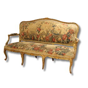 Louis XV Style Painted Aubusson Tapestry Settee (1 of 7)
