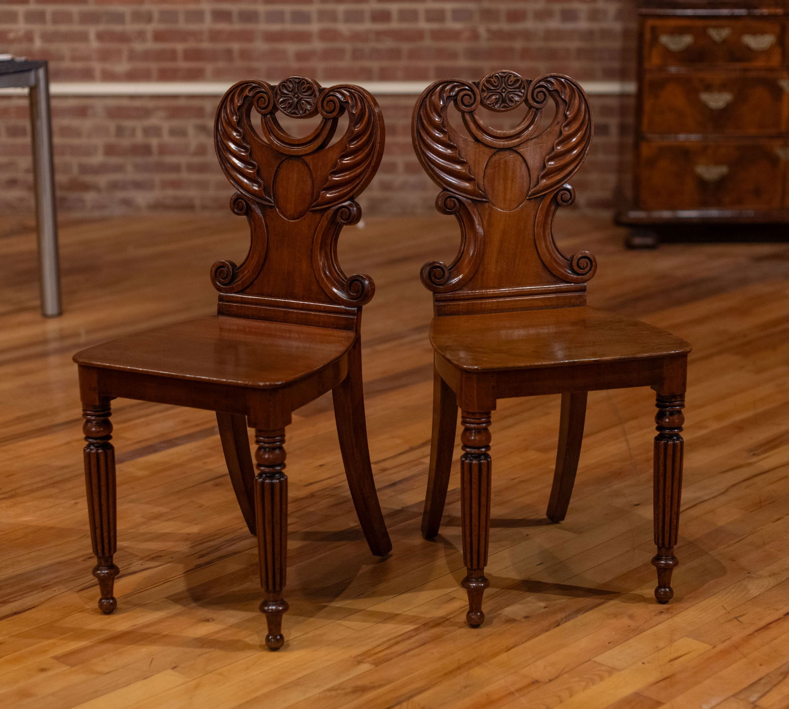 Pair English William IV Hall Chairs (1 of 3)