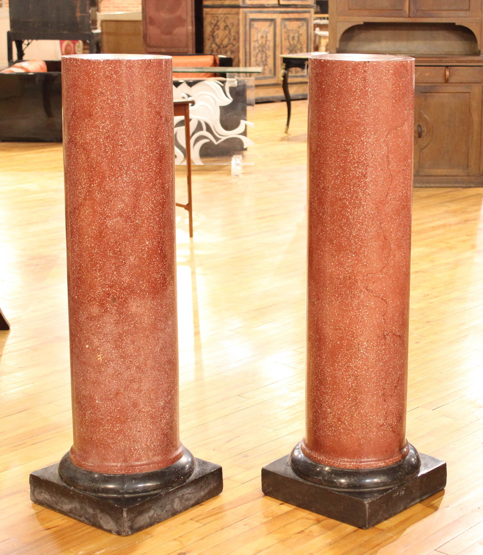 Antique Italian Faux Porphyry Column Pedestals (1 of 5)