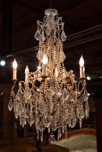 Italian Crystal Chandelier: Italian Chandelier ornate with oversized pear shaped drops. Size: 40.5"T x 25" diameter Circa:1880 List Price $23000