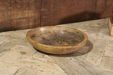 Wooden Bowl, Rustic Kitchen Decor: Primitive wooden bowl, trencher. Size: 6"T x 14" diameter Circa: 1890 List Price: $960