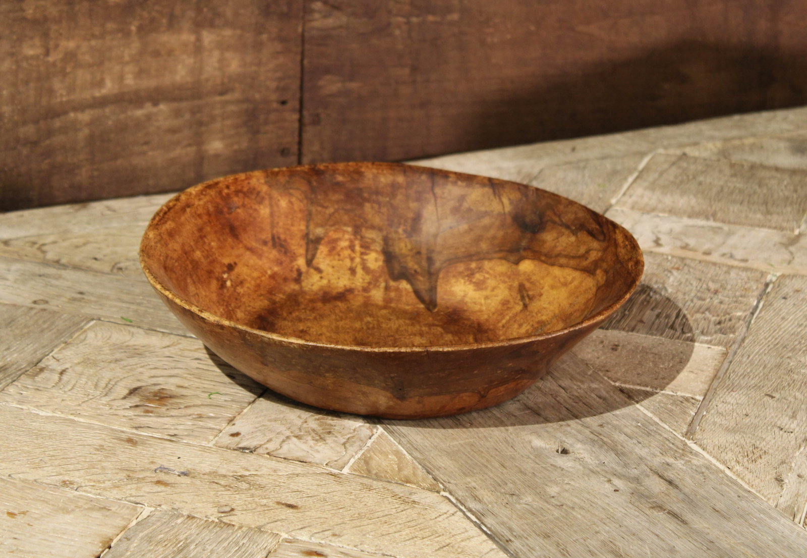Spanish Holm Oak Bowl: Antique dough bowl in Spanish Oak. Size: 7"T x 15.5" diameter Circa: 1800 List Price: $1200