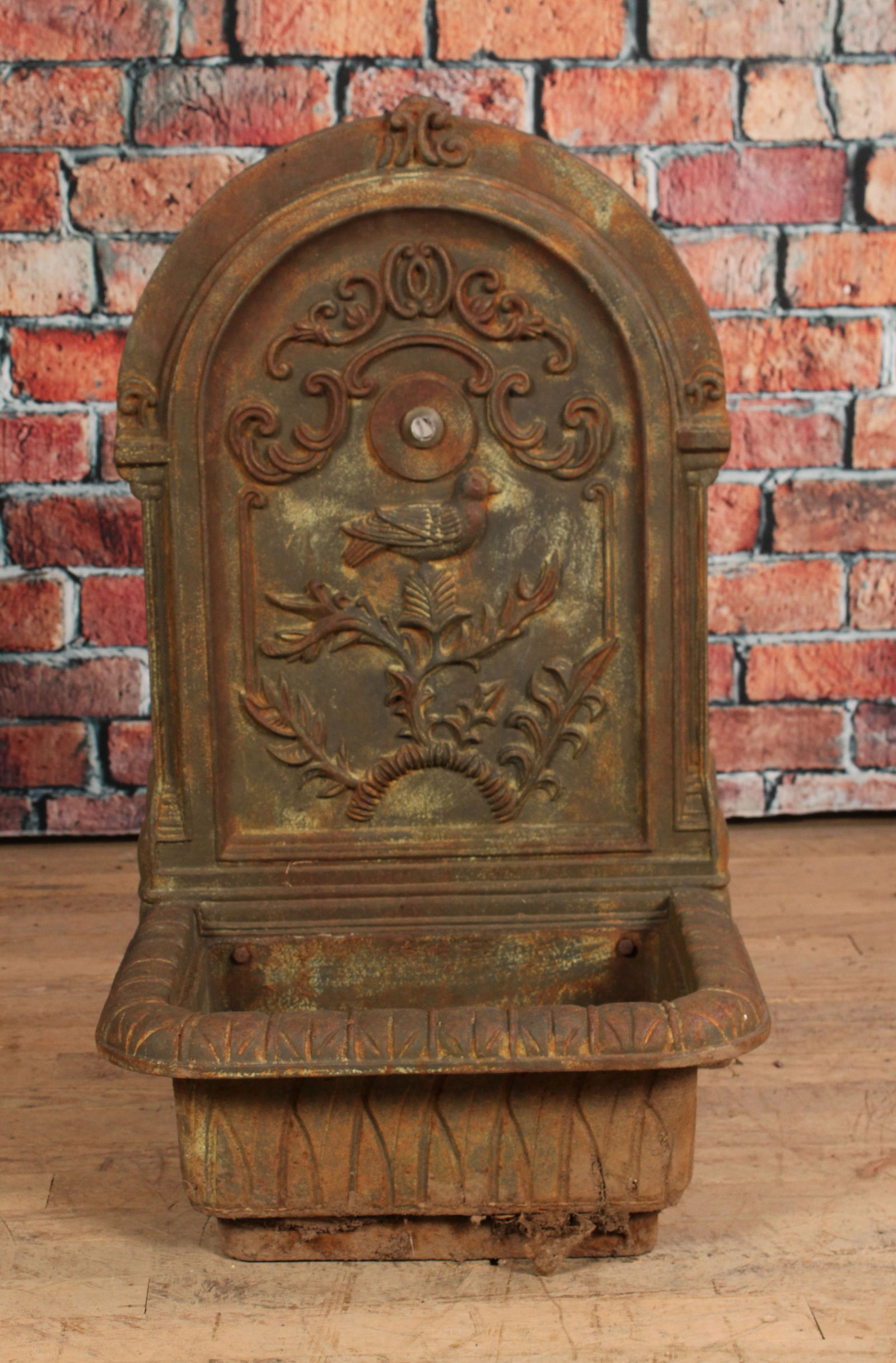 Cast Iron Wall Fountain, Bird and Vine Motif (1 of 6)