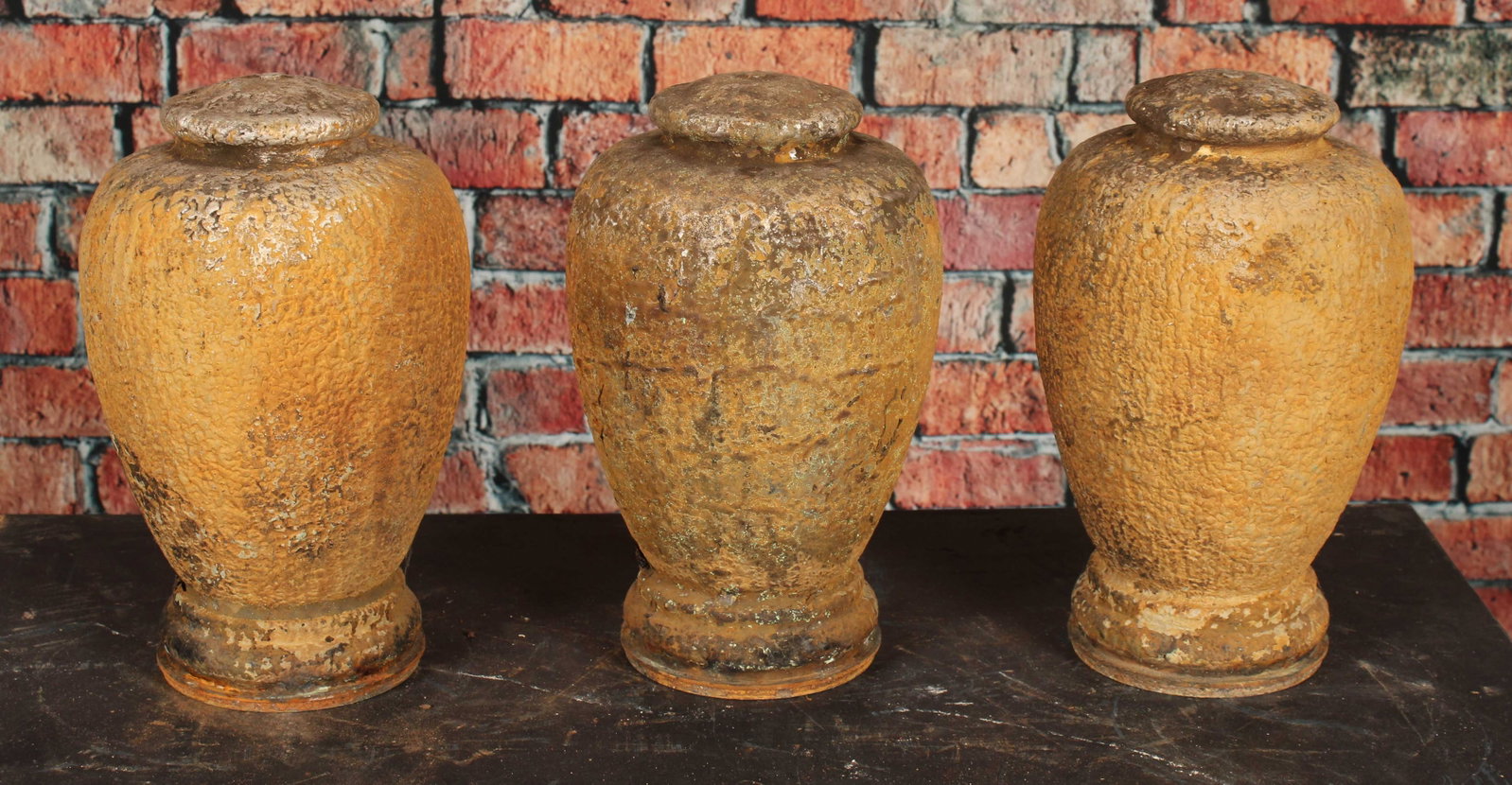Industrial Urn Form Molds to Garden Ornaments: Salvaged Industrial Urn Form Molds to Garden Ornaments. Cast metal. Size: 14.5" H x 8.5" Diameter