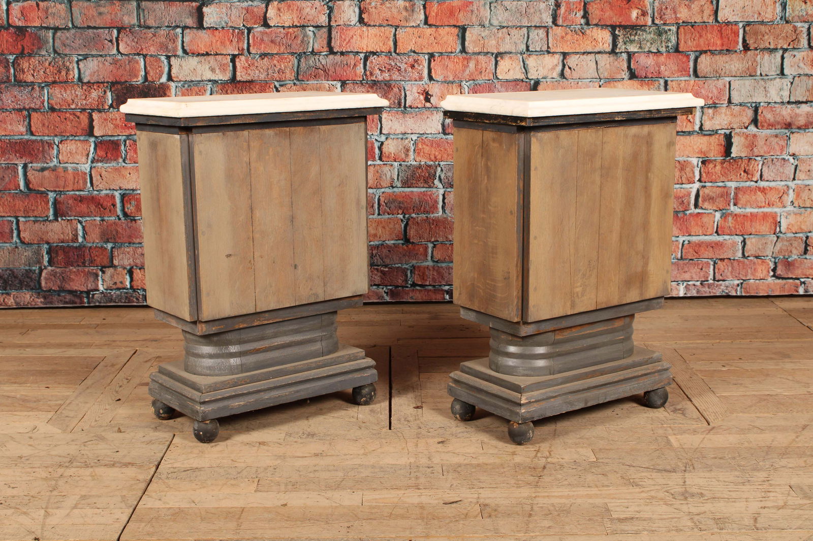 Pair Farmhouse Finish Deco Style Pedestals (1 of 9)