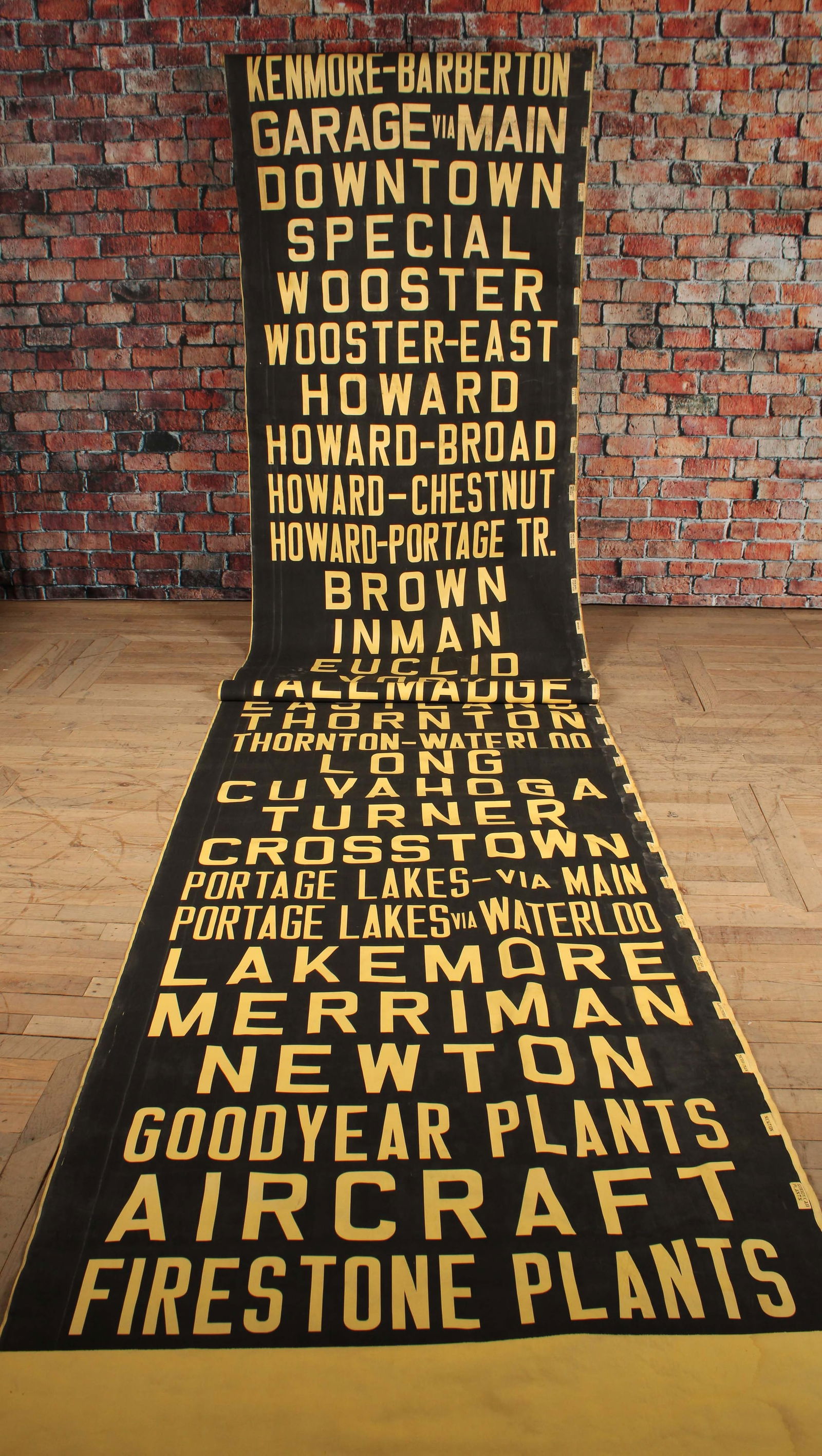 Vintage Bus Destination Sign Roll, Akron, Ohio (1 of 6)