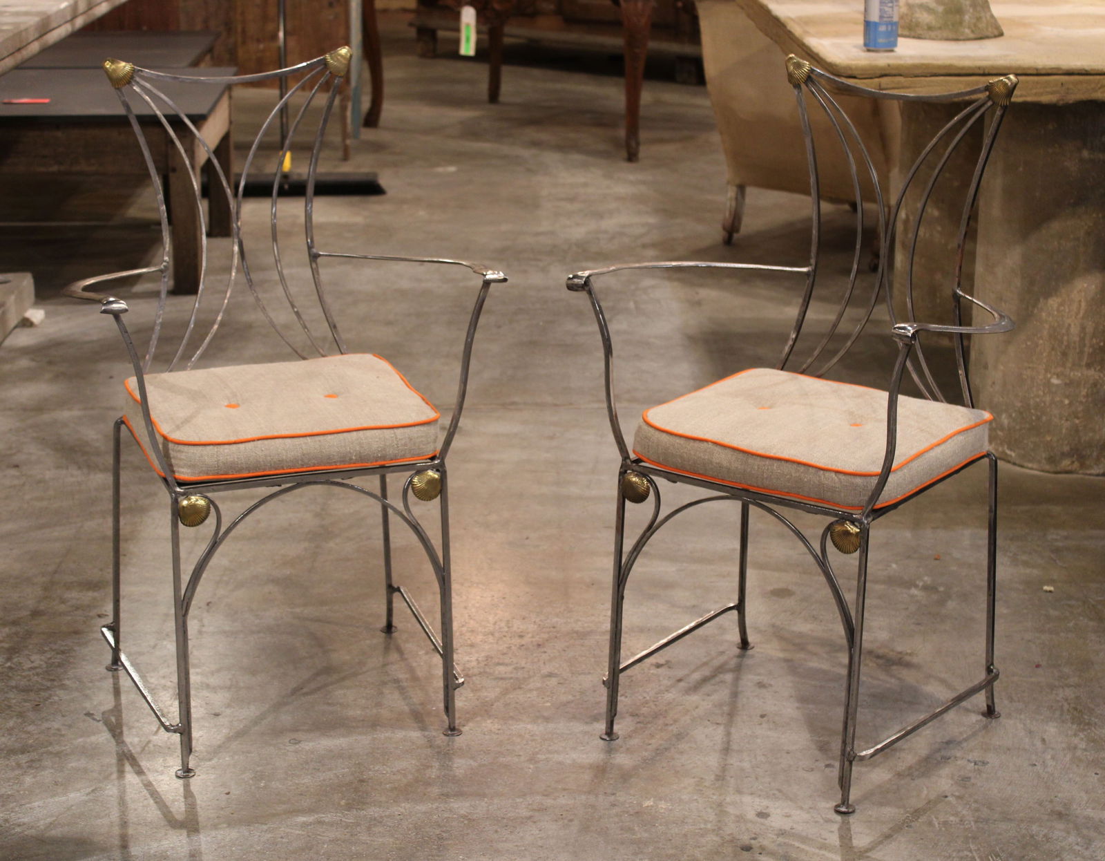 Mid Century Italian Steel & Brass Fauteuils (1 of 6)