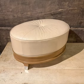 Mid Century French Leather Ottoman