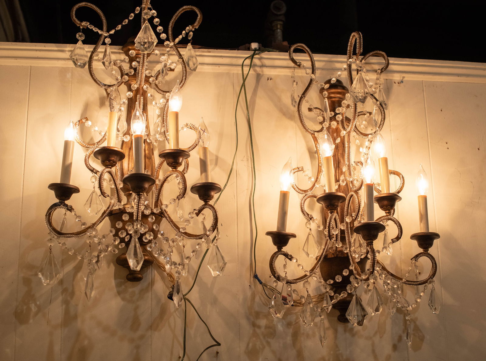 Pair French Wood and Wrought Iron Sconces (1 of 6)