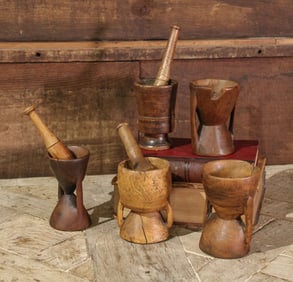 5 Spanish Wood Mortars