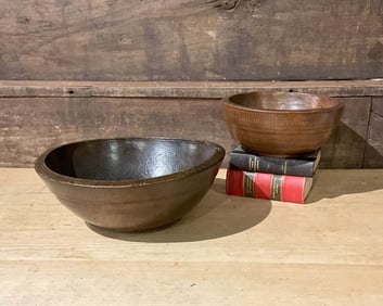 Group of 2 Antique Wooden Bowls