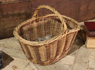 Wicker Basket, Collection of Glass Stoppers