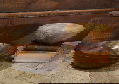 Group of 2 Antique Wooden Bowls