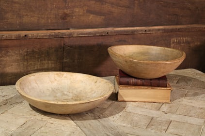 Group of 2 Antique English Sycamore Bowls