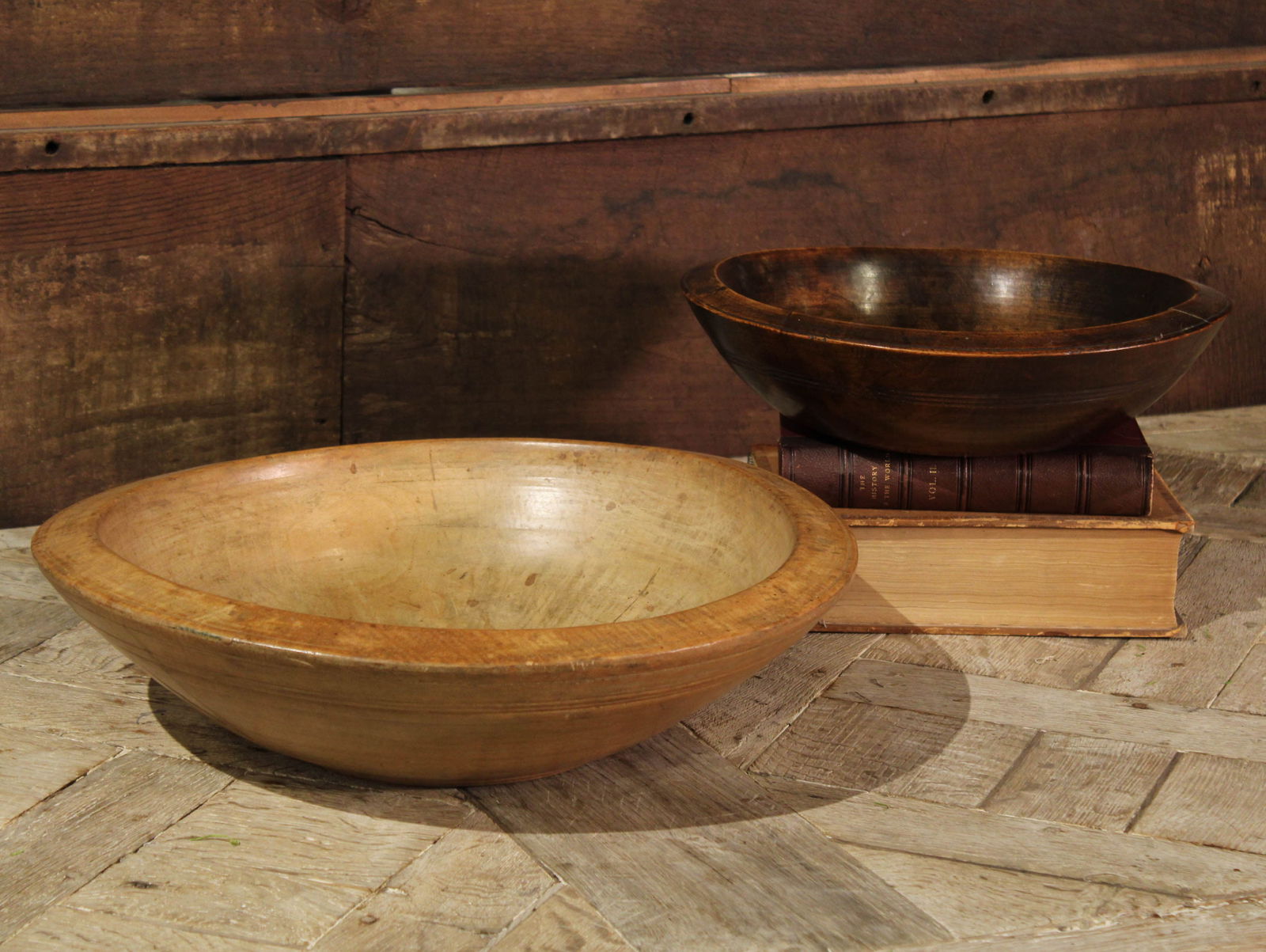 Group of 2 English Wood Dairy Bowls (1 of 4)