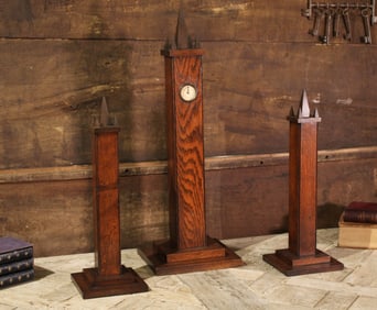 Folk Art Gothic Style Clock Garniture