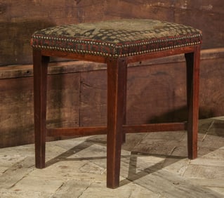 Antique English Needlepoint Stool