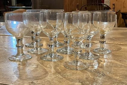 Collection of Hand Blown White Wine Glasses