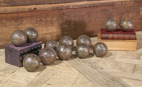 Group of 12 French Metal Petanque Boules