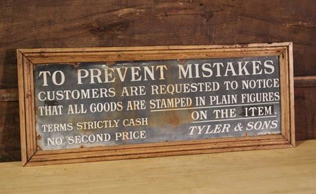 English Shoppe Policy Sign