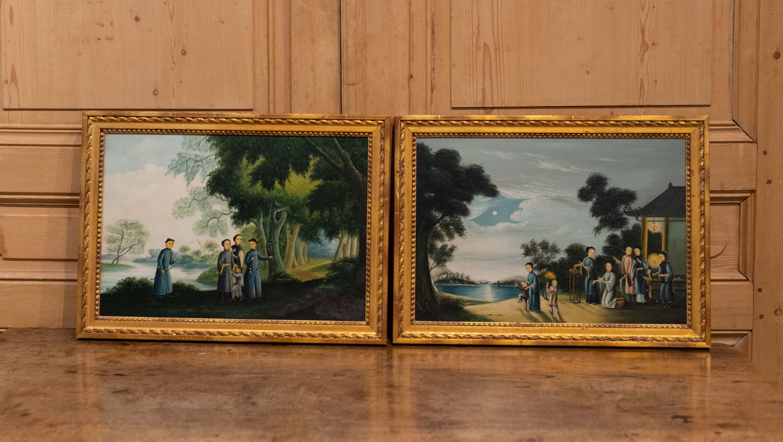 Decorative Pair Asian Paintings (1 of 7)