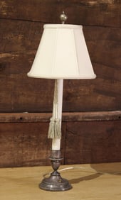 English Silver Plate Candlestick Lamp