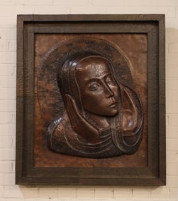 French Chased Copper Art Deco Panel