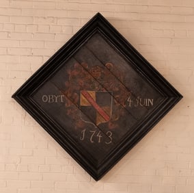 Painted Hatchment, Family Crest On Wood