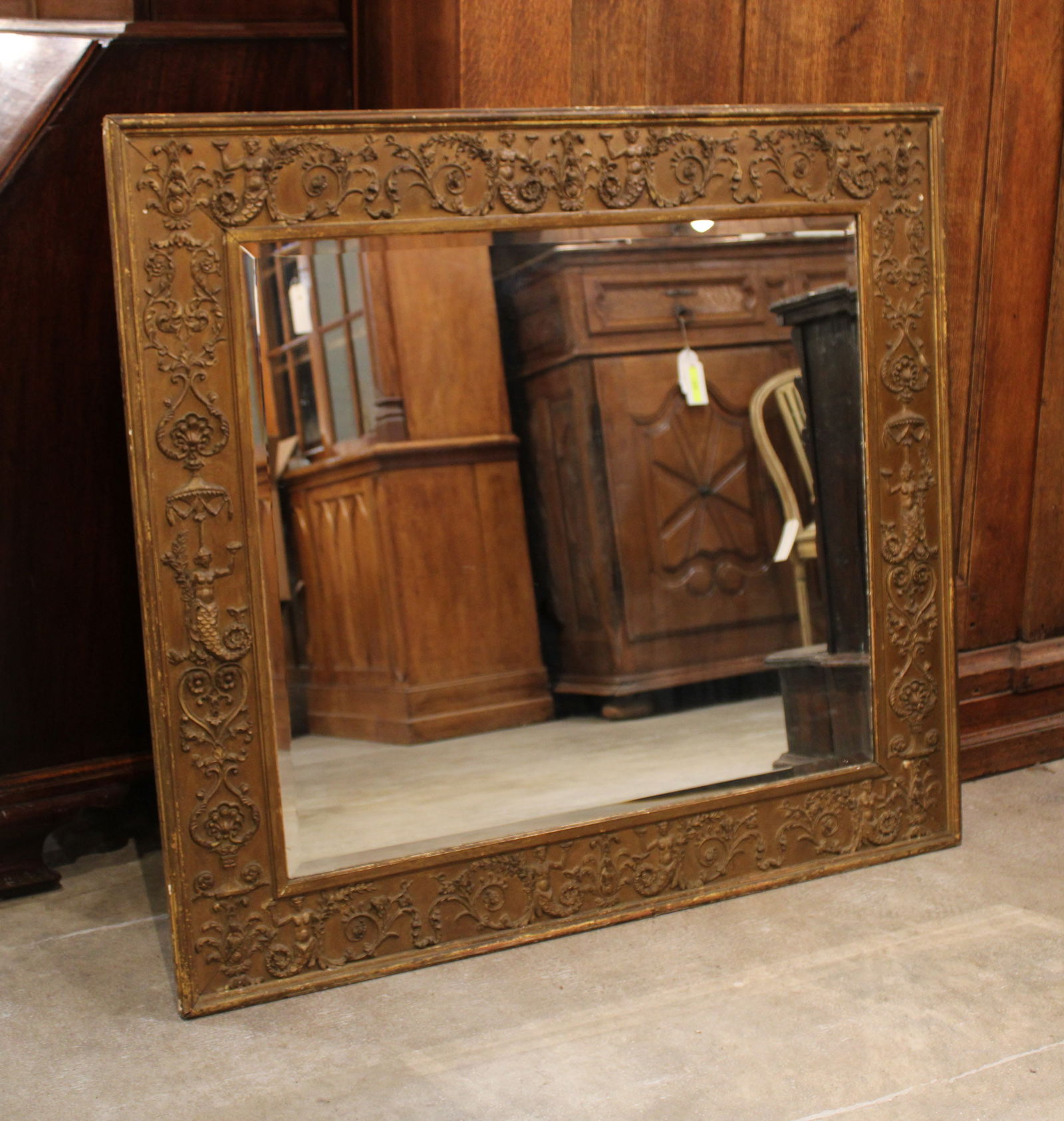 Antique Continental Gilt Carved Wood Mirror (1 of 3)