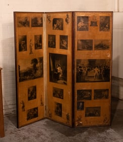 English 3 Panel Screen, Decoupage