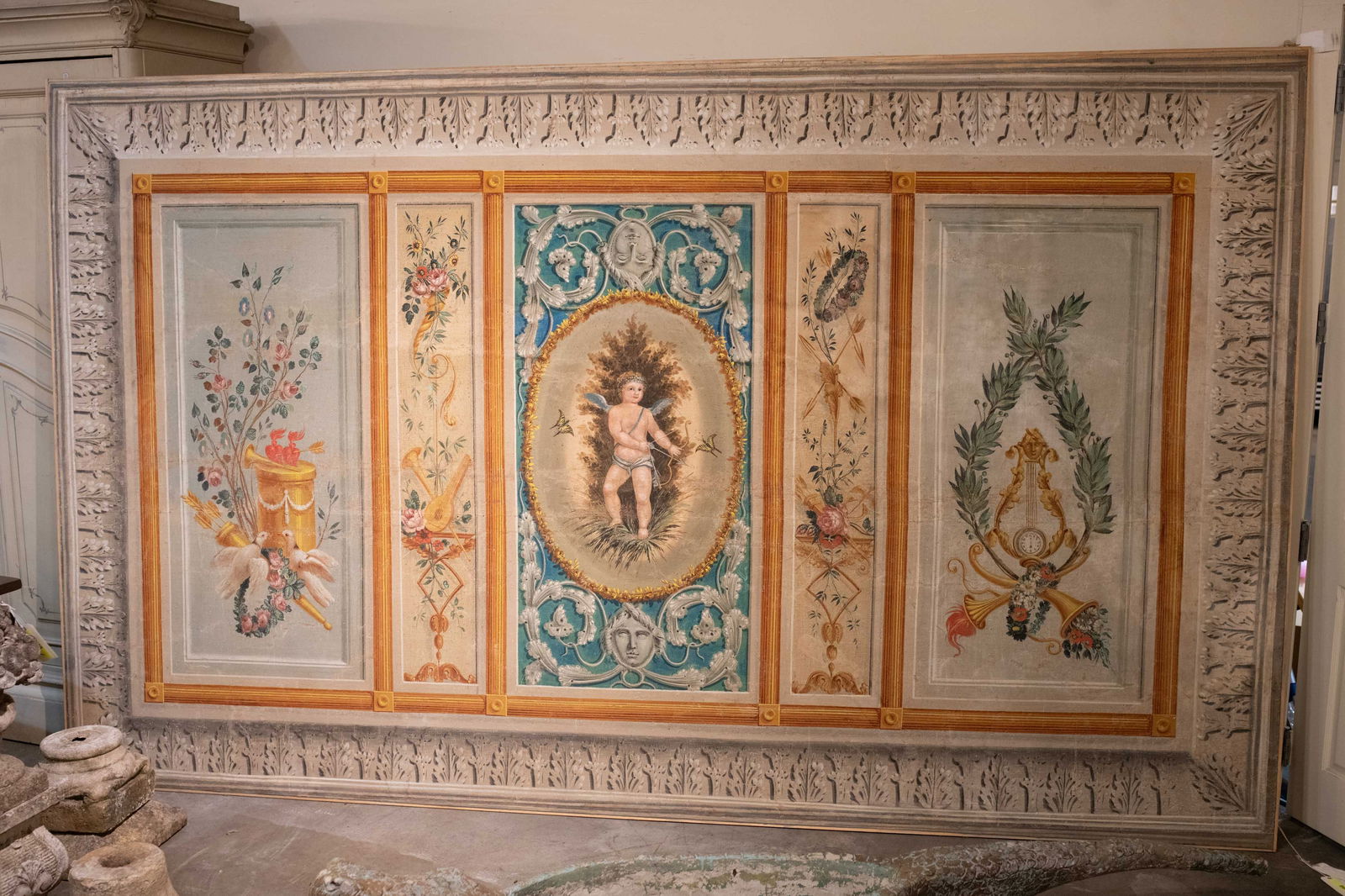 French Painted Canvas Trumeau Panel (1 of 6)