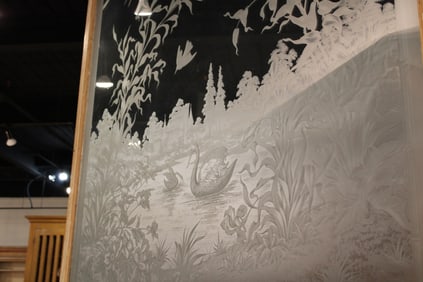 French Etched Glass Window Pane