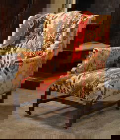 Kilim Upholstered Wing Back Chair