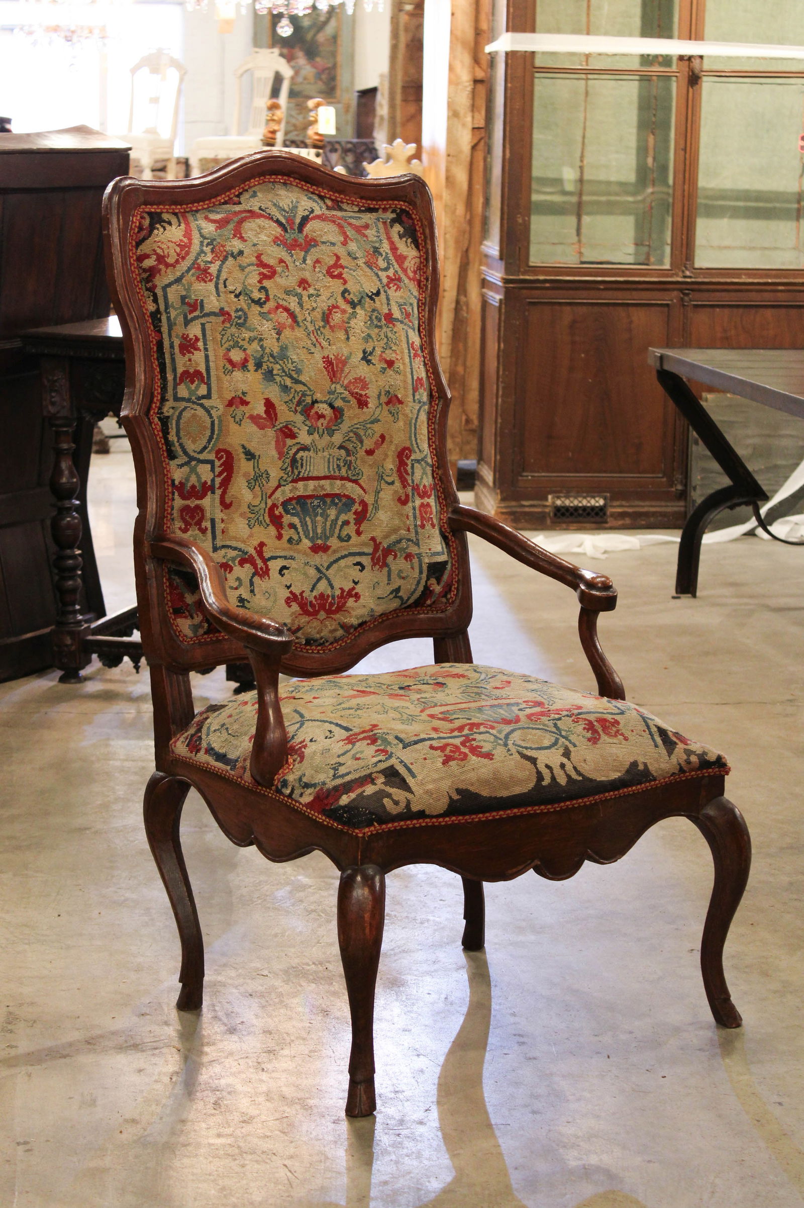 French Needle Point Elm Armchair (1 of 5)