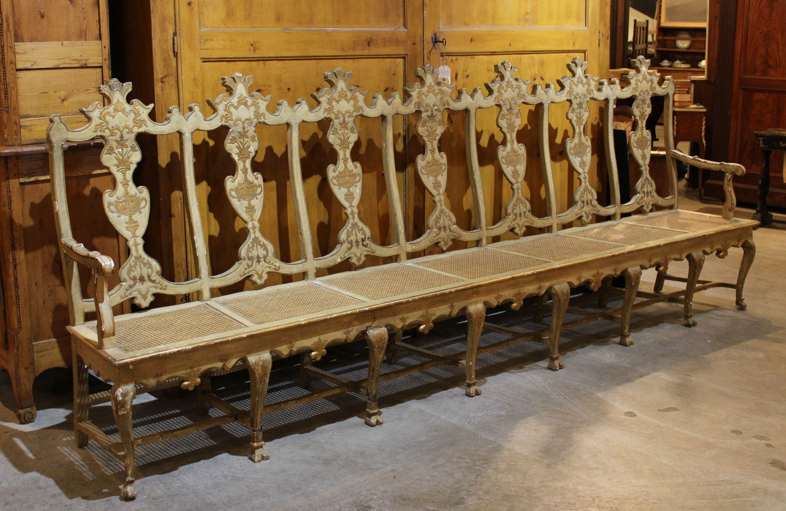 Italian Painted Settee, 7 Seats (1 of 5)