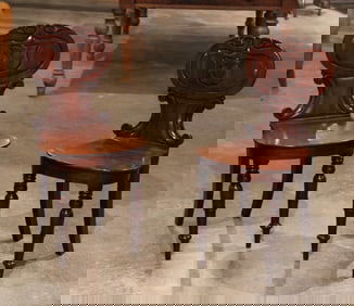 Pair 19th C English Hall Chairs