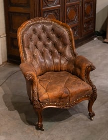 English Country House Library Chair, Leather