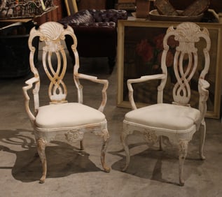 Pair Italian White Washed Chairs