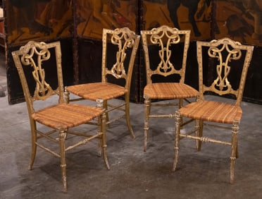 4 French Gilded Side Chairs
