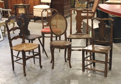 Group of 6 Antique Continental Chairs