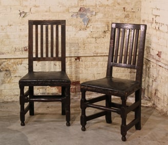 Pair English Oak Side Chairs