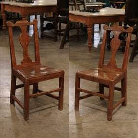 Pair English Oak Hall Chairs