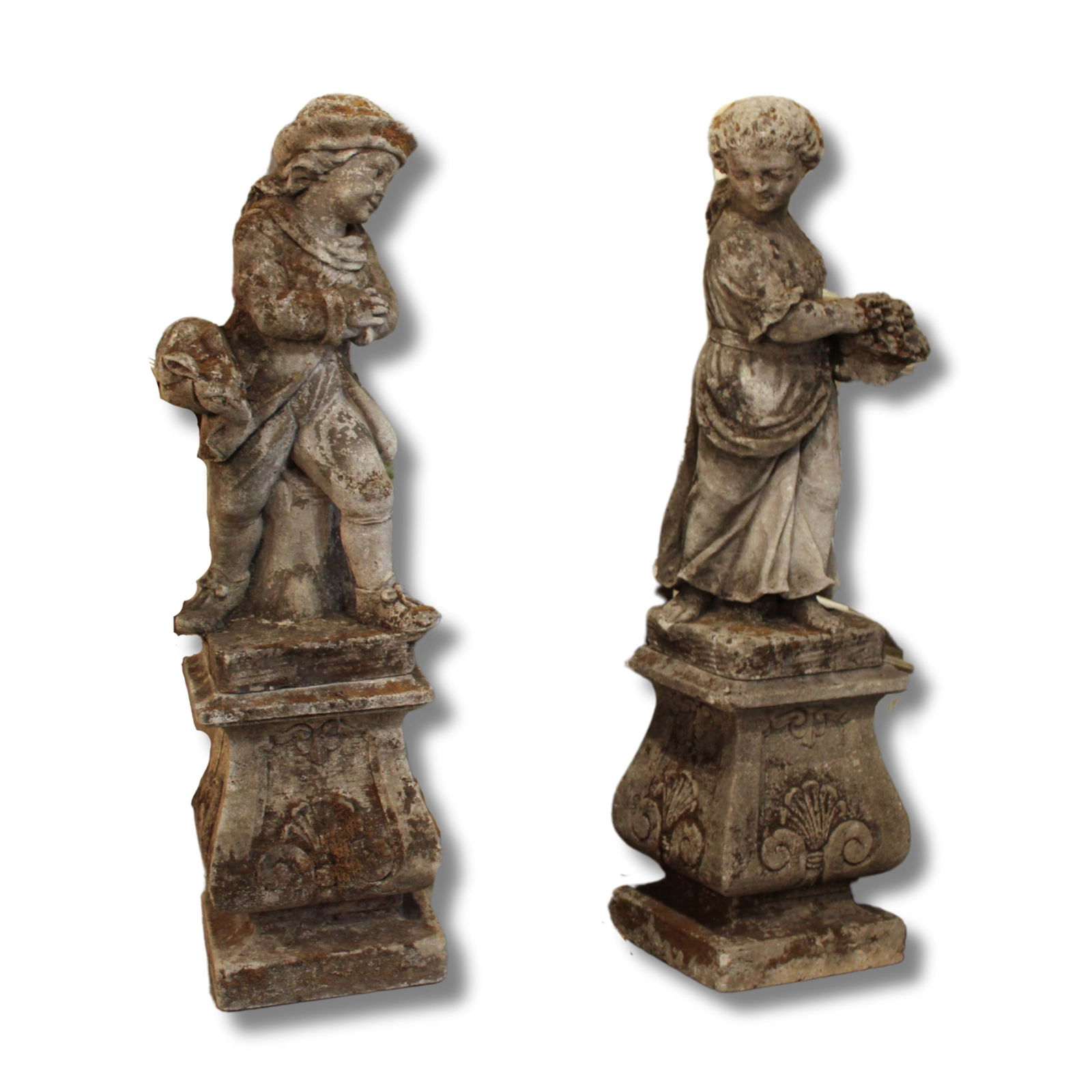 Pair of English Stone Garden Figures, Boy & Girl (1 of 8)