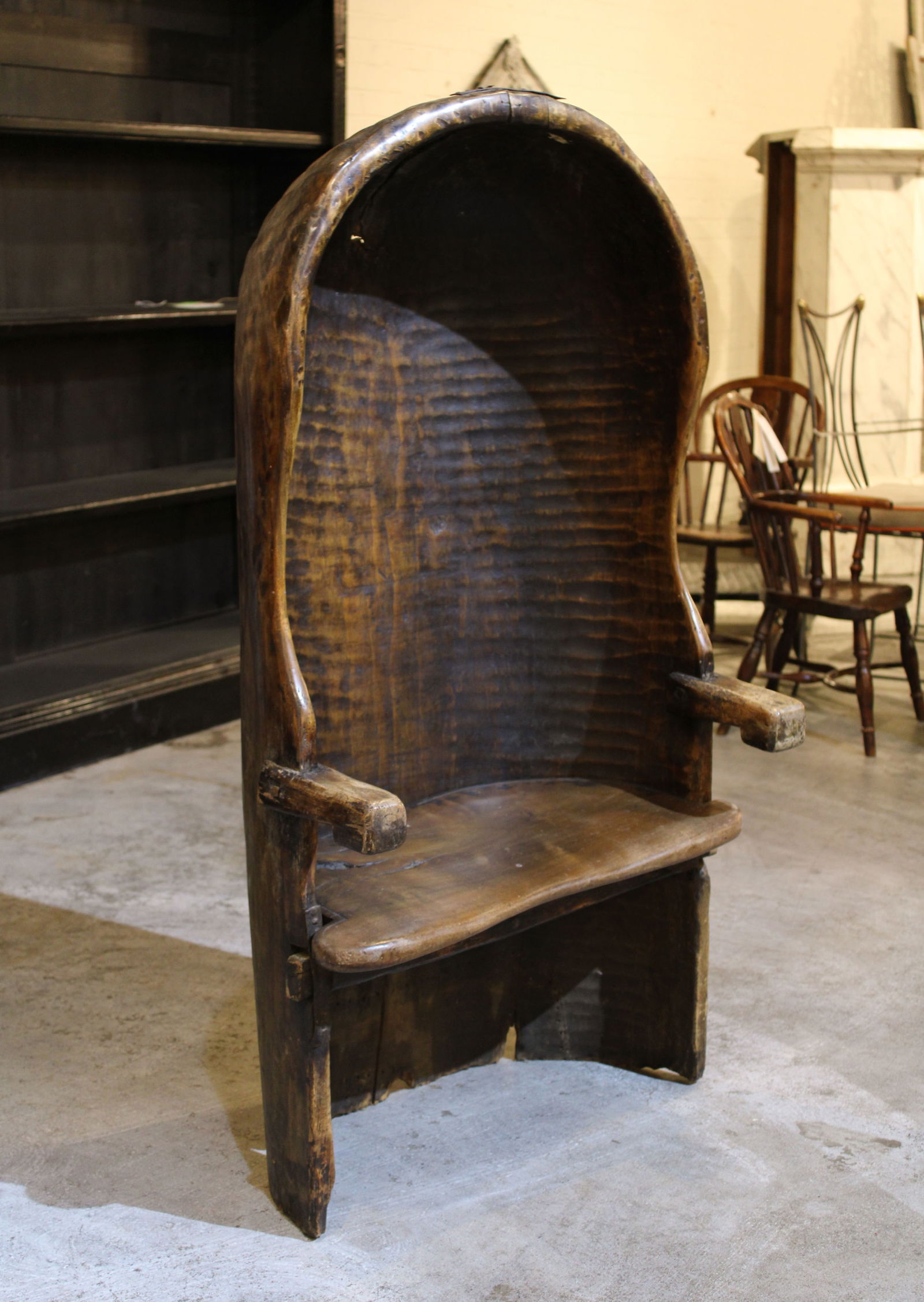 English Primitive Dugout Porter Style Chair (1 of 7)